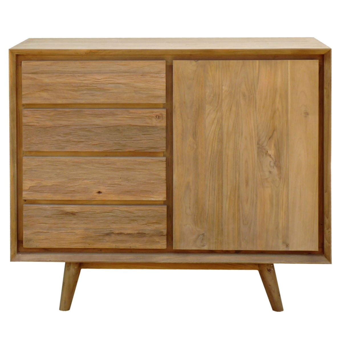 Recycled Teak Wood Chest with 1 Door, 4 Drawers R1710