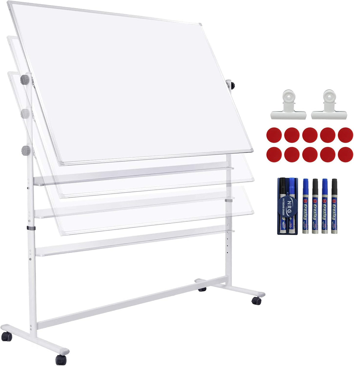 48x36 Height Adjustable Double Sided Magnetic Whiteboard with Stand Z4885
