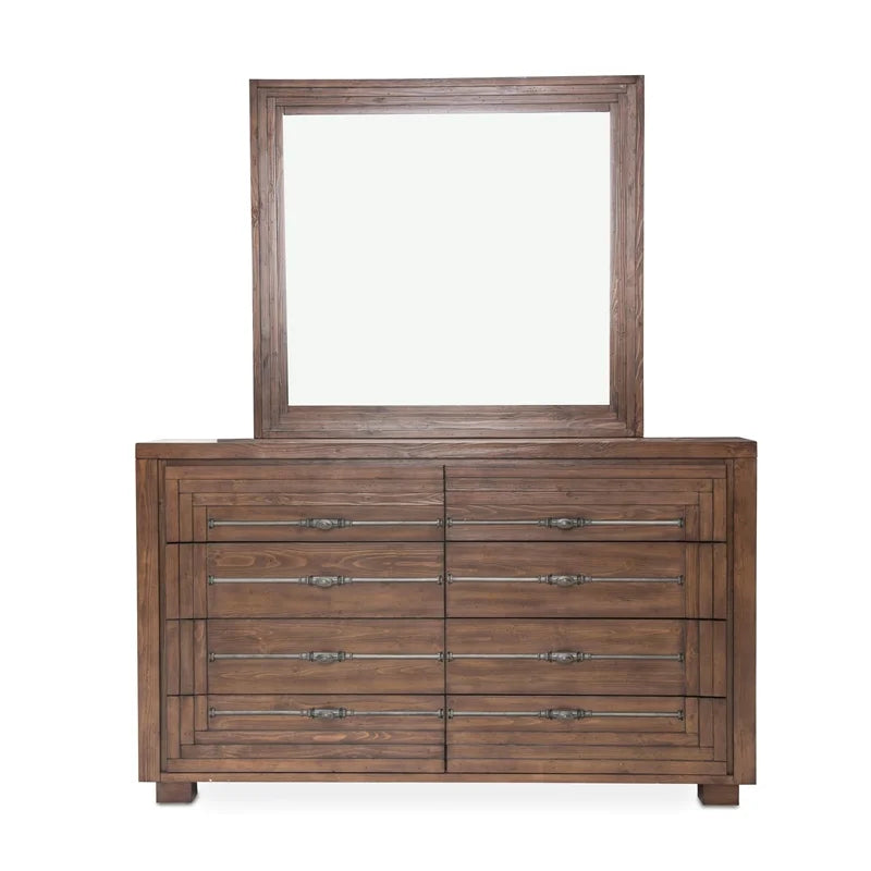 Rustic Brown Wood Dresser with Mirror M508