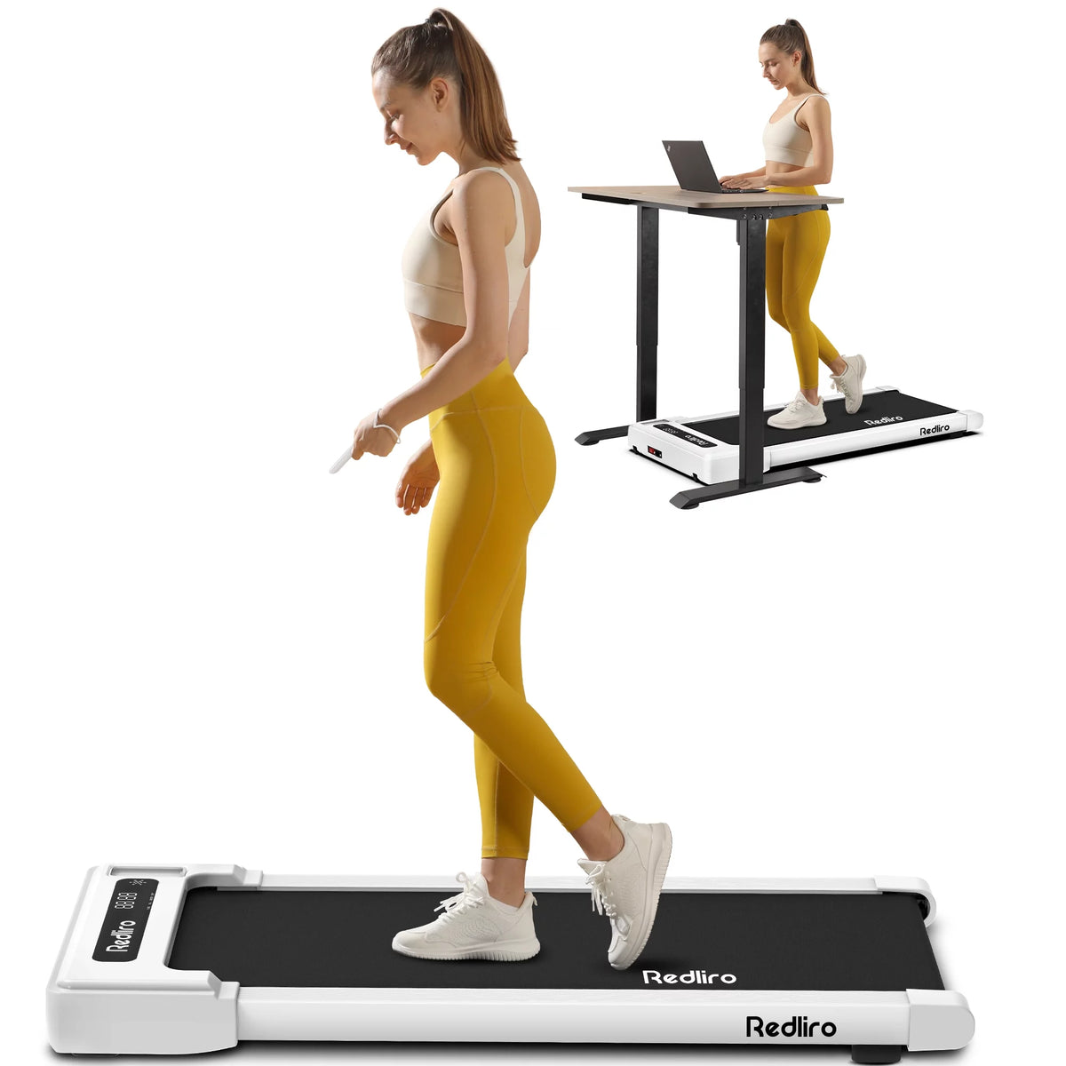 White 2.25HP Walking Pad Treadmill Q8063