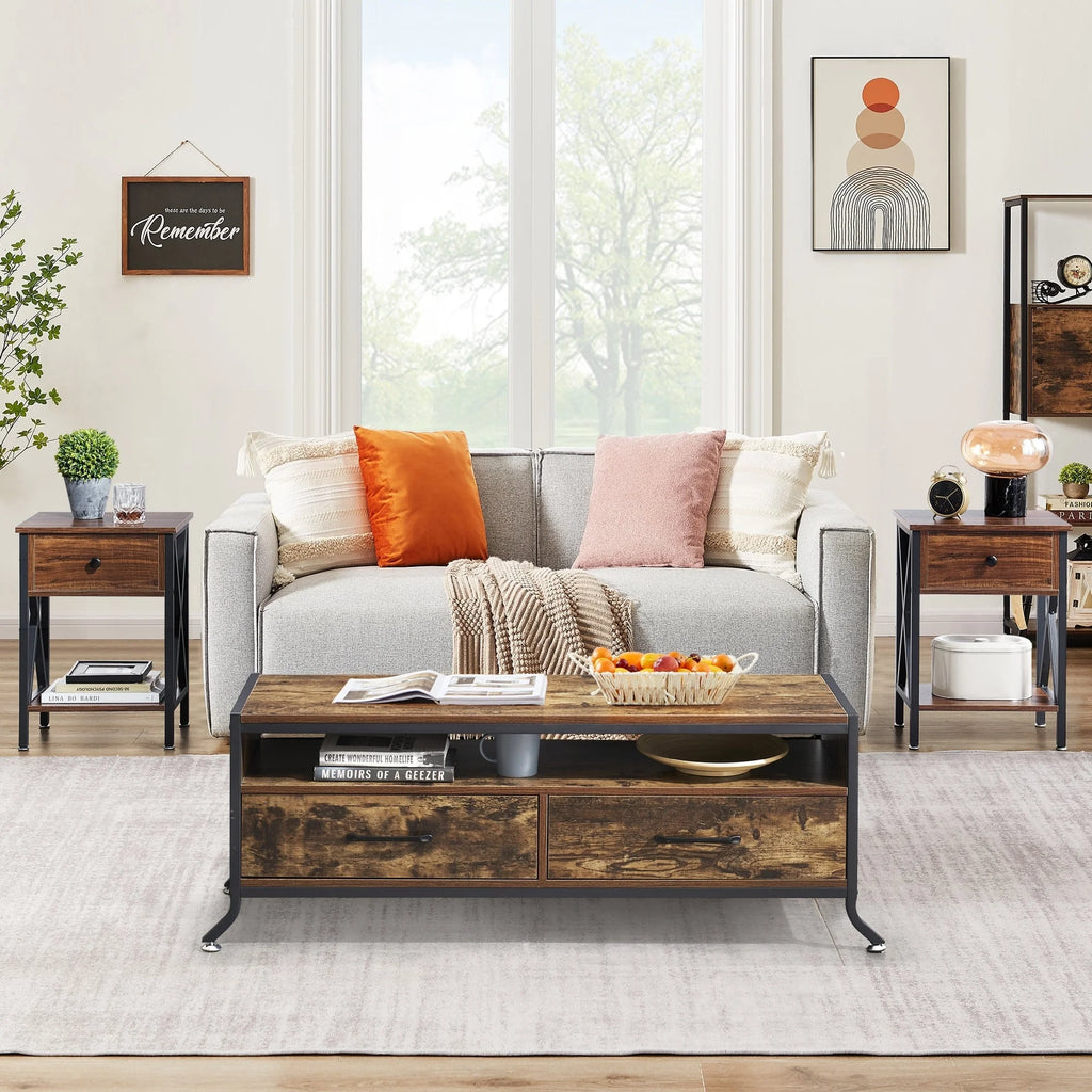 Brown Coffee Table and Nightstands Set of 2 G8334