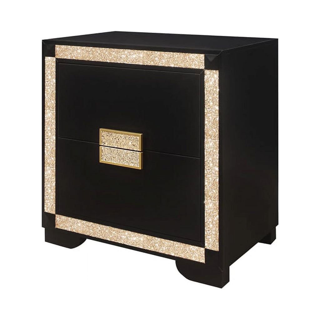 Black Gold Wood Nightstand E382
