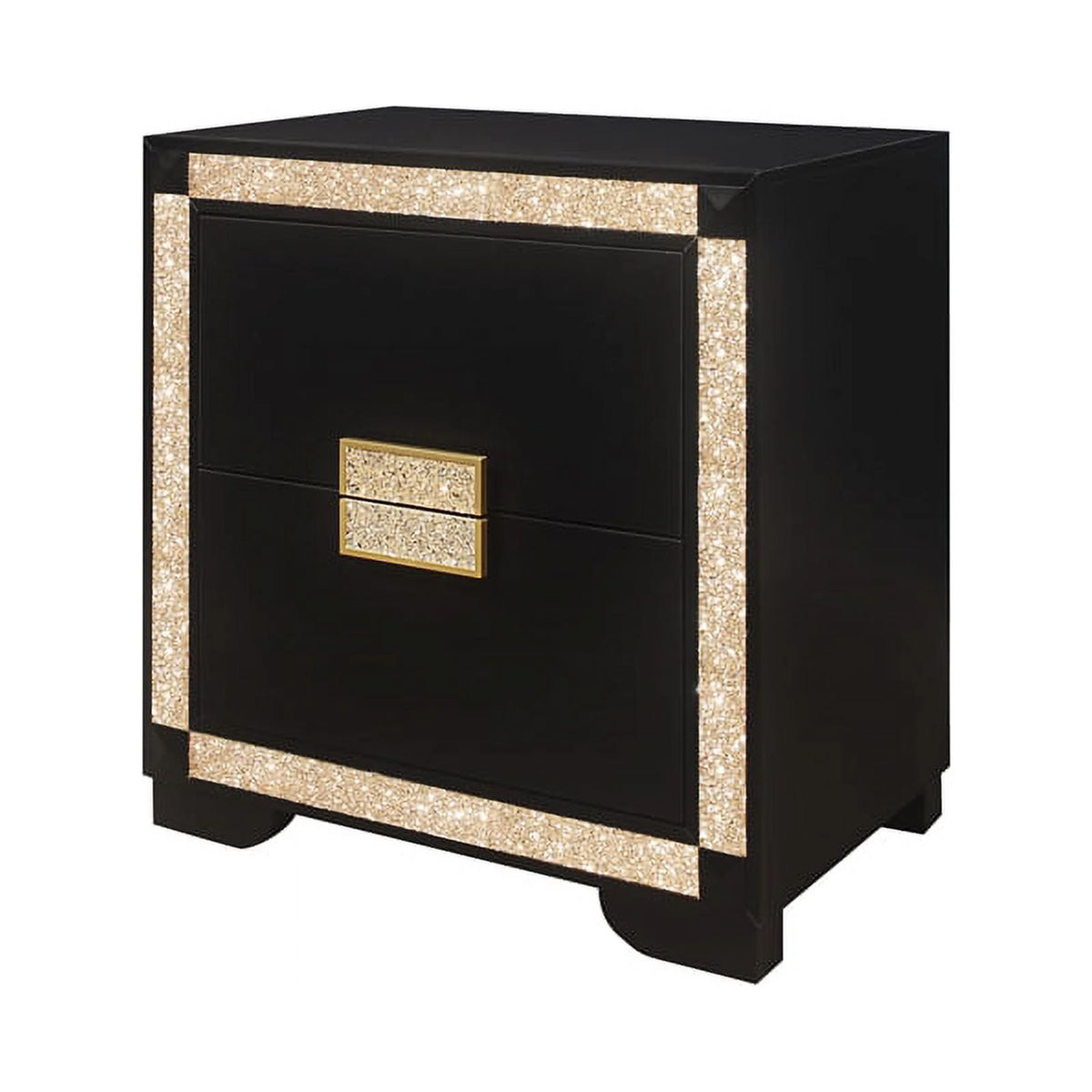 Black Gold Wood Nightstand E382