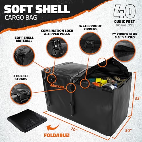70"x30"x6" Folding Trailer Hitch Cargo Carrier Set with 40 Cu Ft Waterproof Storage Bag F714