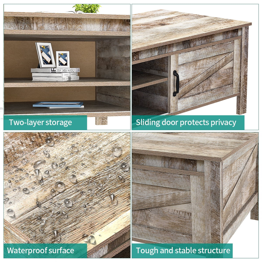 Gray Wood Coffee Table with Storage W608