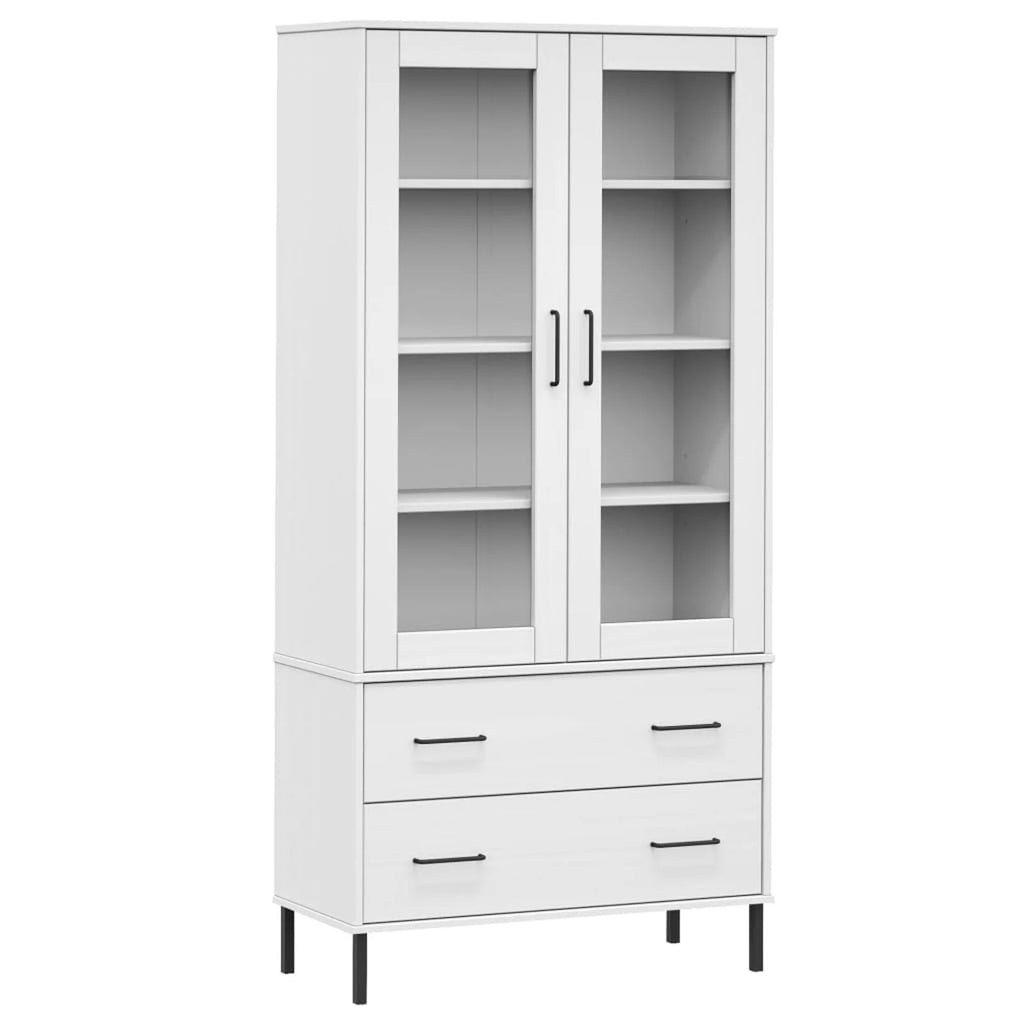 Pine Wood Bookcase with 2 Doors Cabinet and 2 Storage Drawers R6334