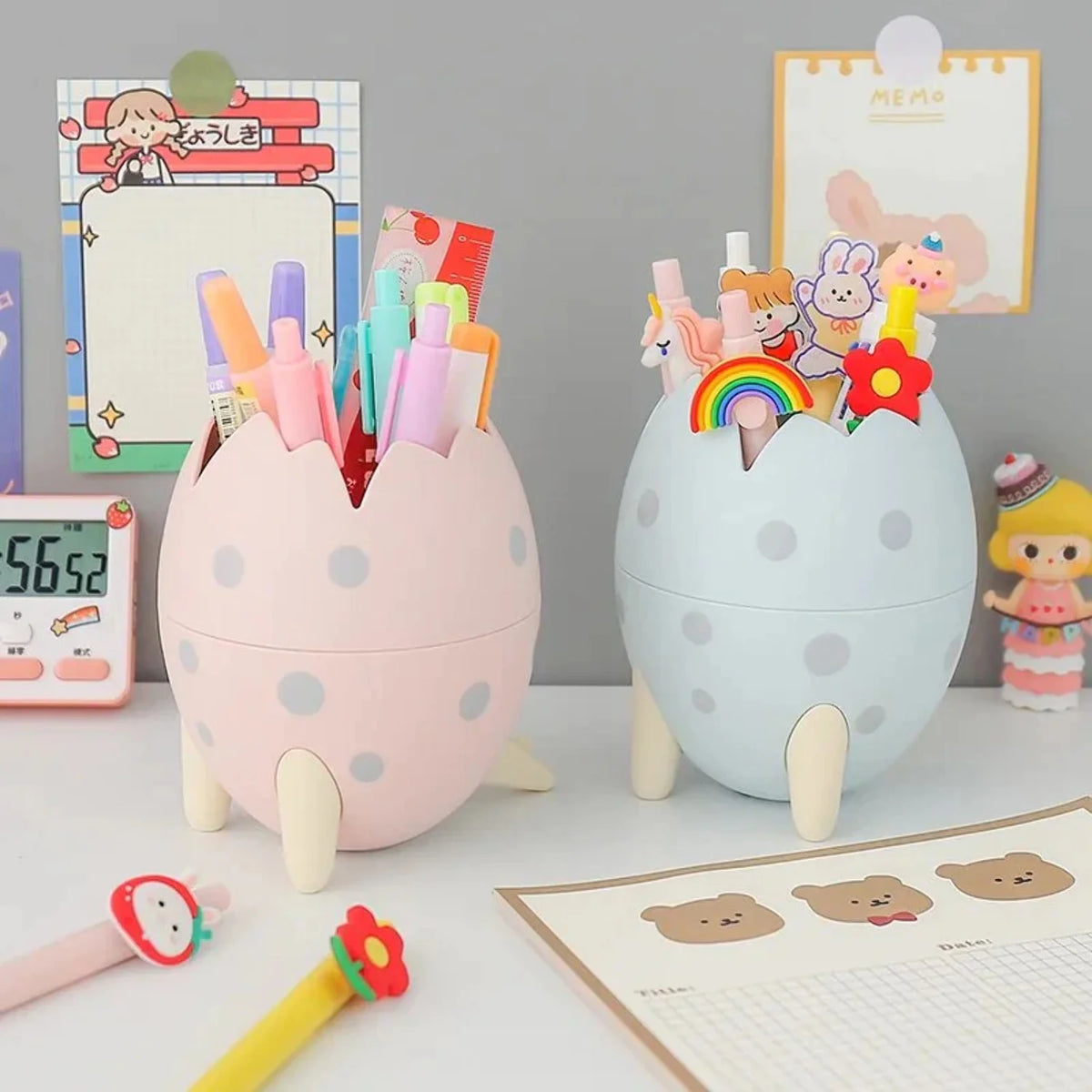 Kawaii Dinosaur Egg Pen Holder Large Capacity Desktop Stationery Storage Box G23028