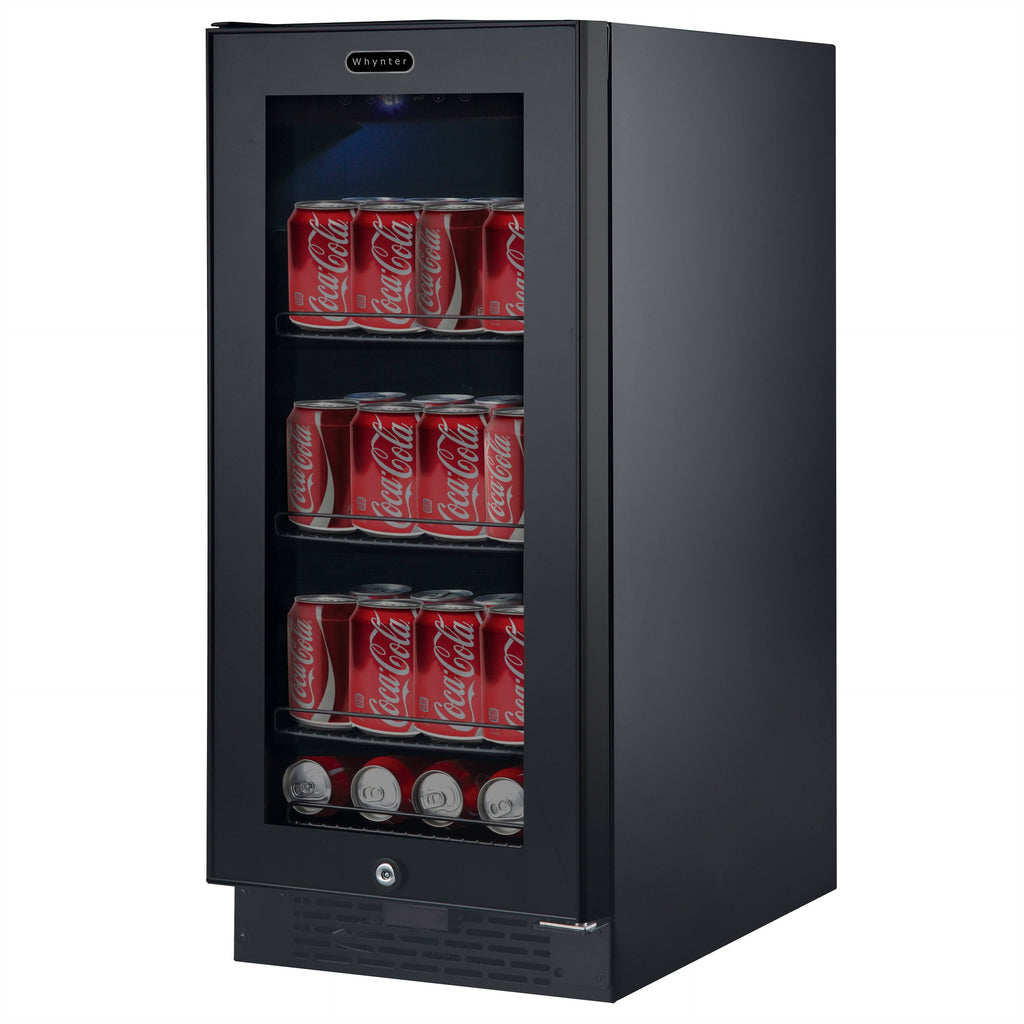 Black Glass 80-Can 3.4 Cu ft. Beverage Refrigerator T3522