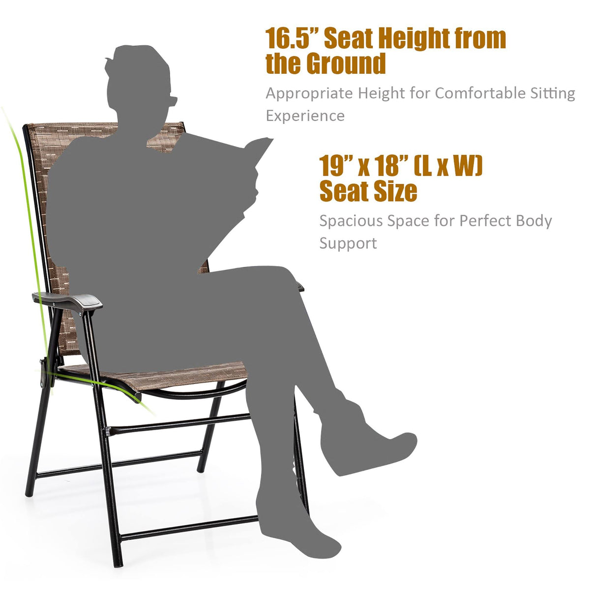 4 Piece Outdoor Patio Folding Chair with Armrest R4656