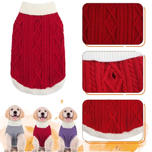 Small Dog Sweaters with Leash Hole Turtleneck Knitwear Red Medium V900935