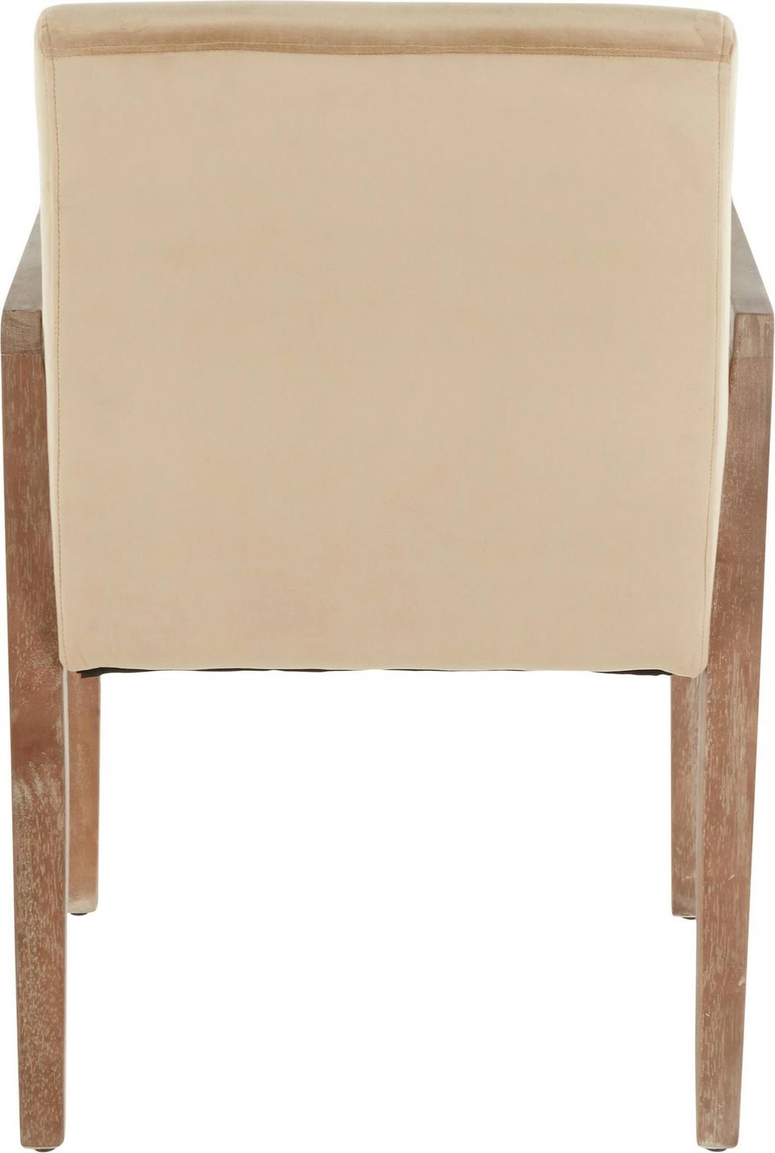 Crushed Brown Velvet White Washed Wood Dining Arm Chair Set of 2 K415