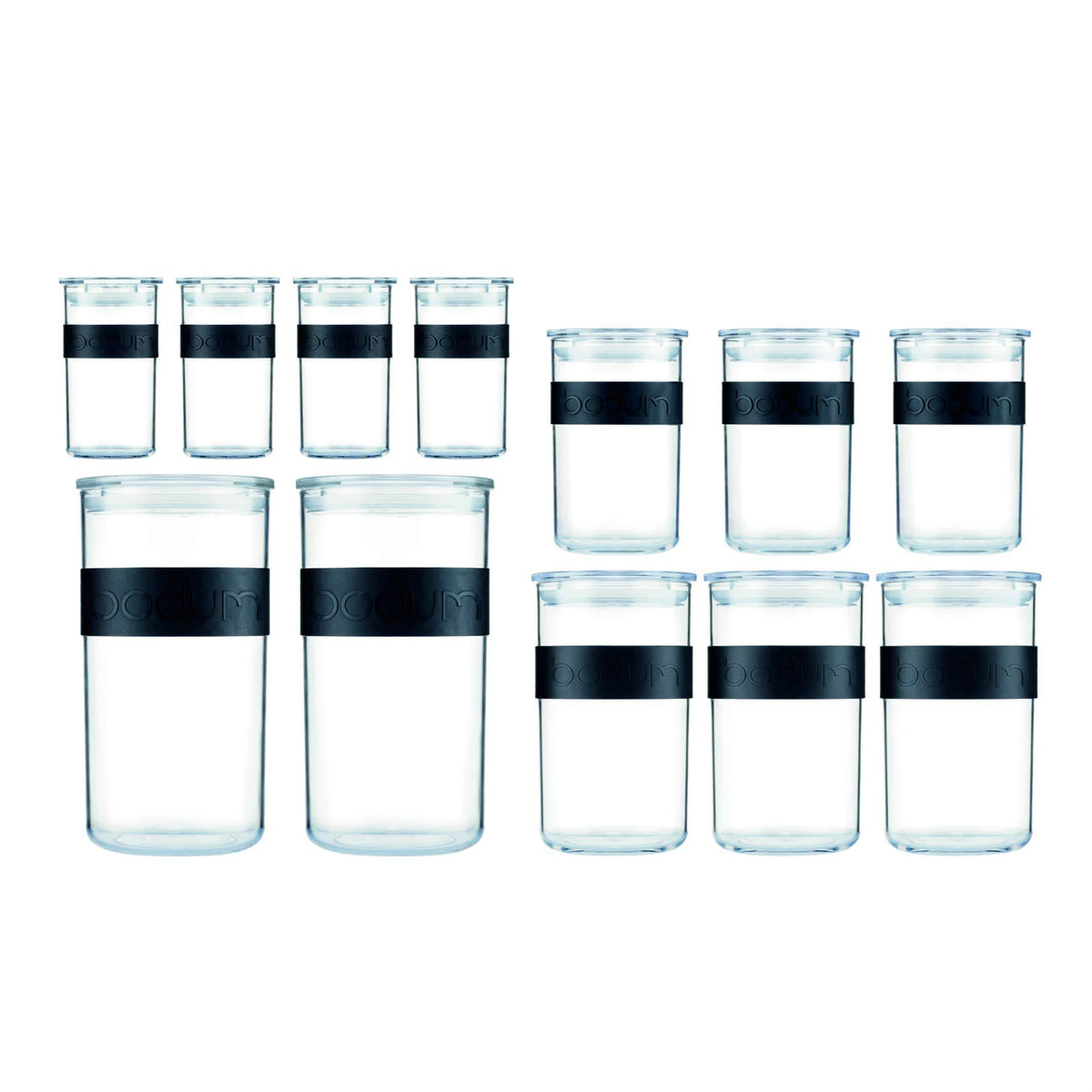 Shatterproof Storage Jar 12 Piece Set Black Q311