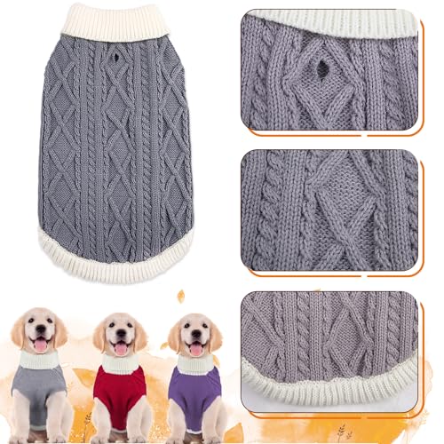 Small Dog Sweaters with Leash Hole Turtleneck Knitwear Red Medium V900935