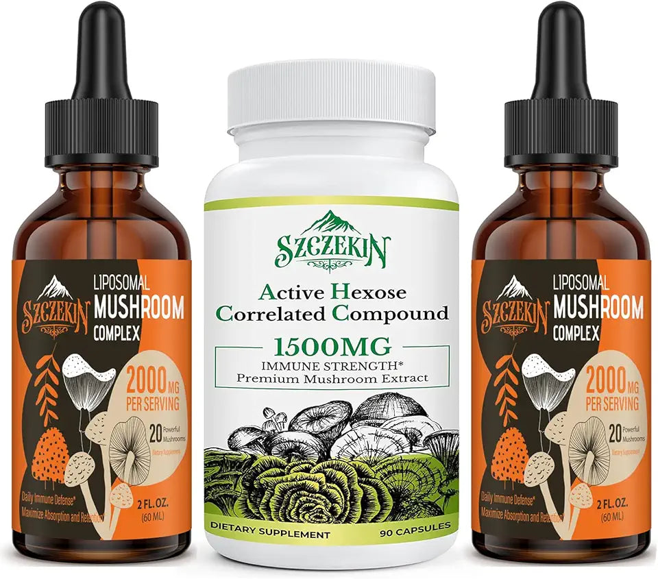 1500 mg Supplement 90 Capsules with 2000mg Mushroom Complex Drops 60 Servings Q594