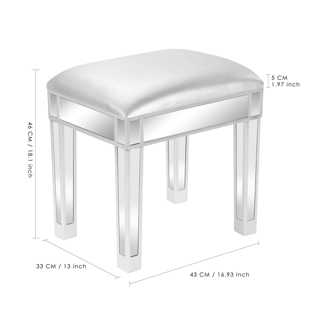 Silver Cushioned Vanity Stool A57605
