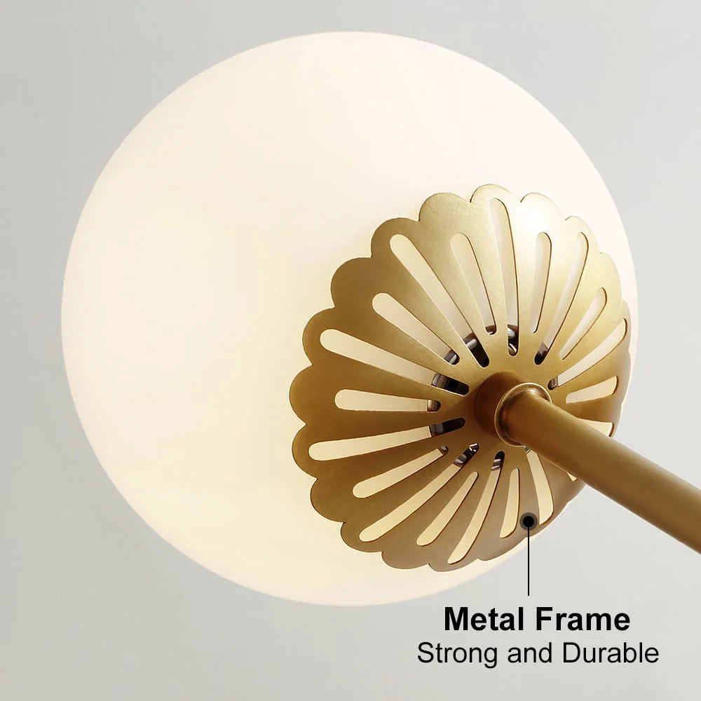 Modern Gold 3-Light Semi Flush Mount Light with White Round Glass Globe Shade Q514
