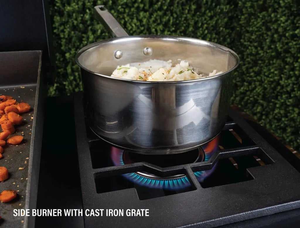 22 inch Propane Powered Portable Flat Top Gas Grill with Hood and Side Burner G99339