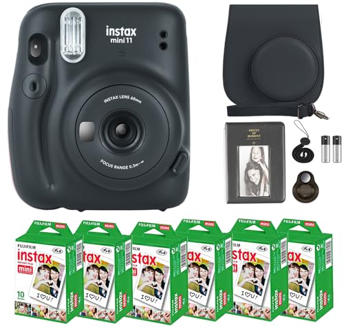 Charcoal Gray Instant Camera with Instant Film and Accessories E2880