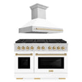 48 In. Gas Range and Range Hood with White Matte Finish and Gold Accents V585690