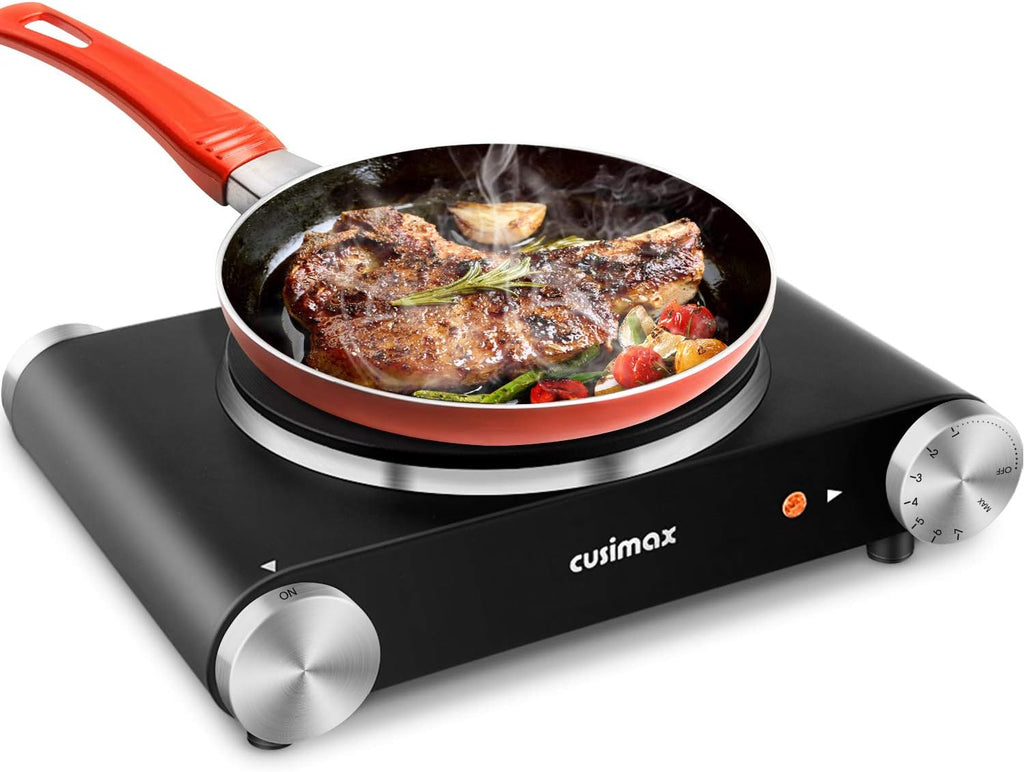 Double Burner 1800W Electric Hot Plate, Black Stainless Steel S633