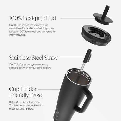 40 oz Stainless Steel Tumbler with Handle and Straw V49158
