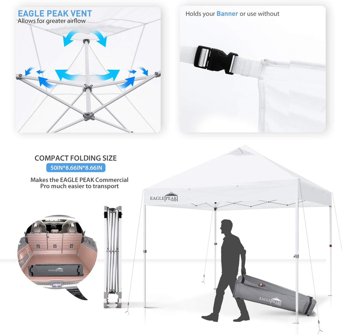 10' x 10' Heavy Duty Pop Up Canopy Tent with 100 Square Feet of Shade W581