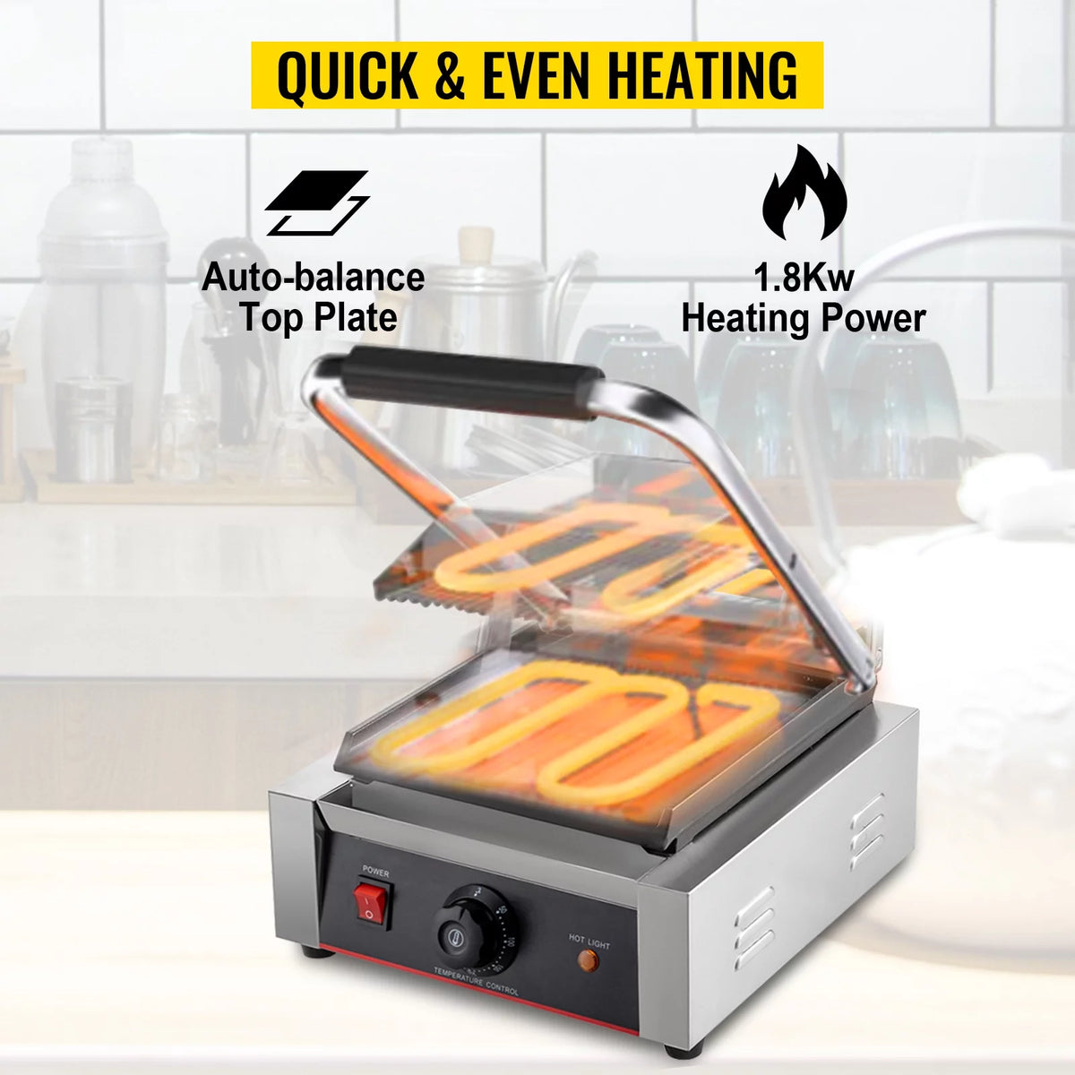 110V 1800W Electric Non-Stick Panini Maker J818