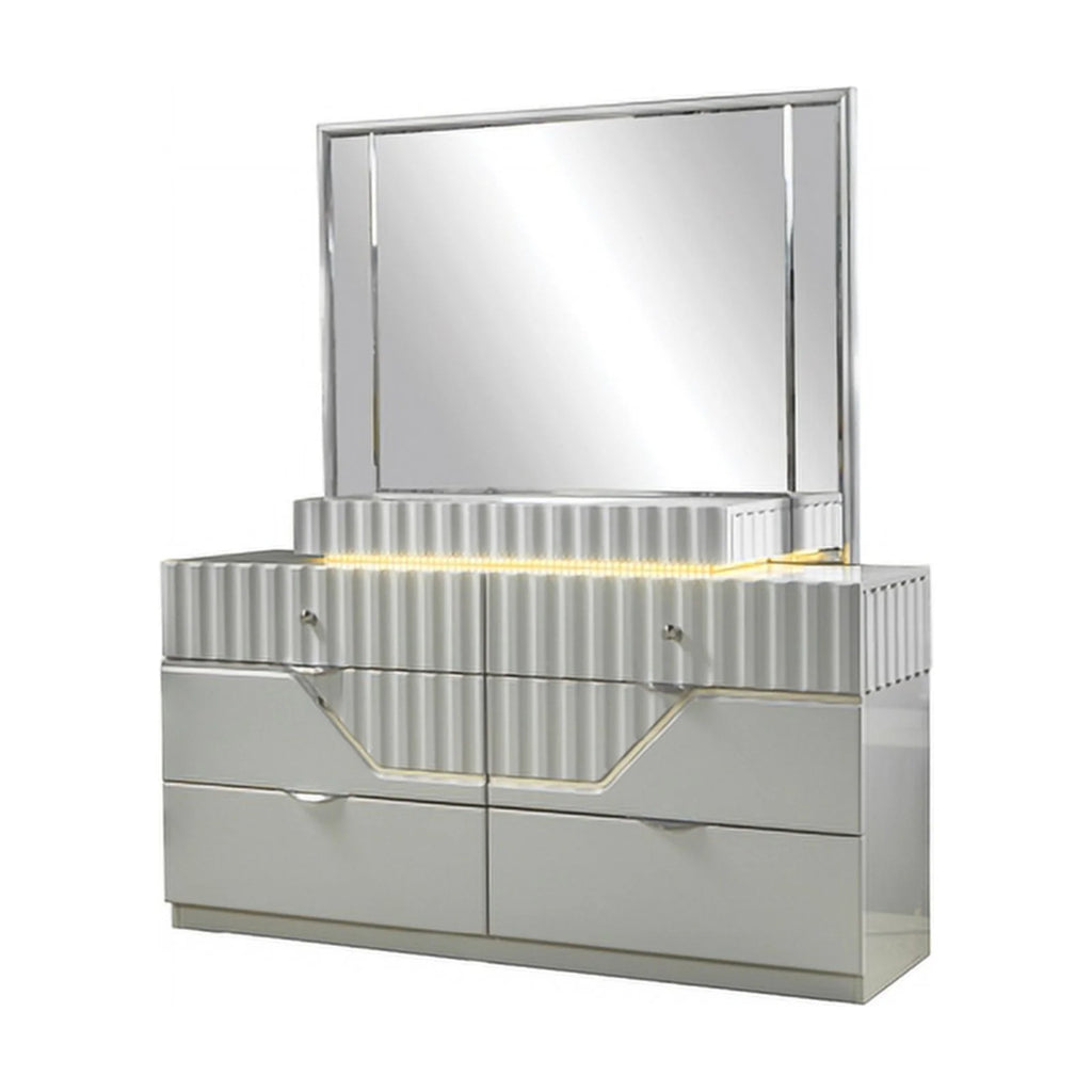 Gray 6 Drawer Wood Dresser J8183