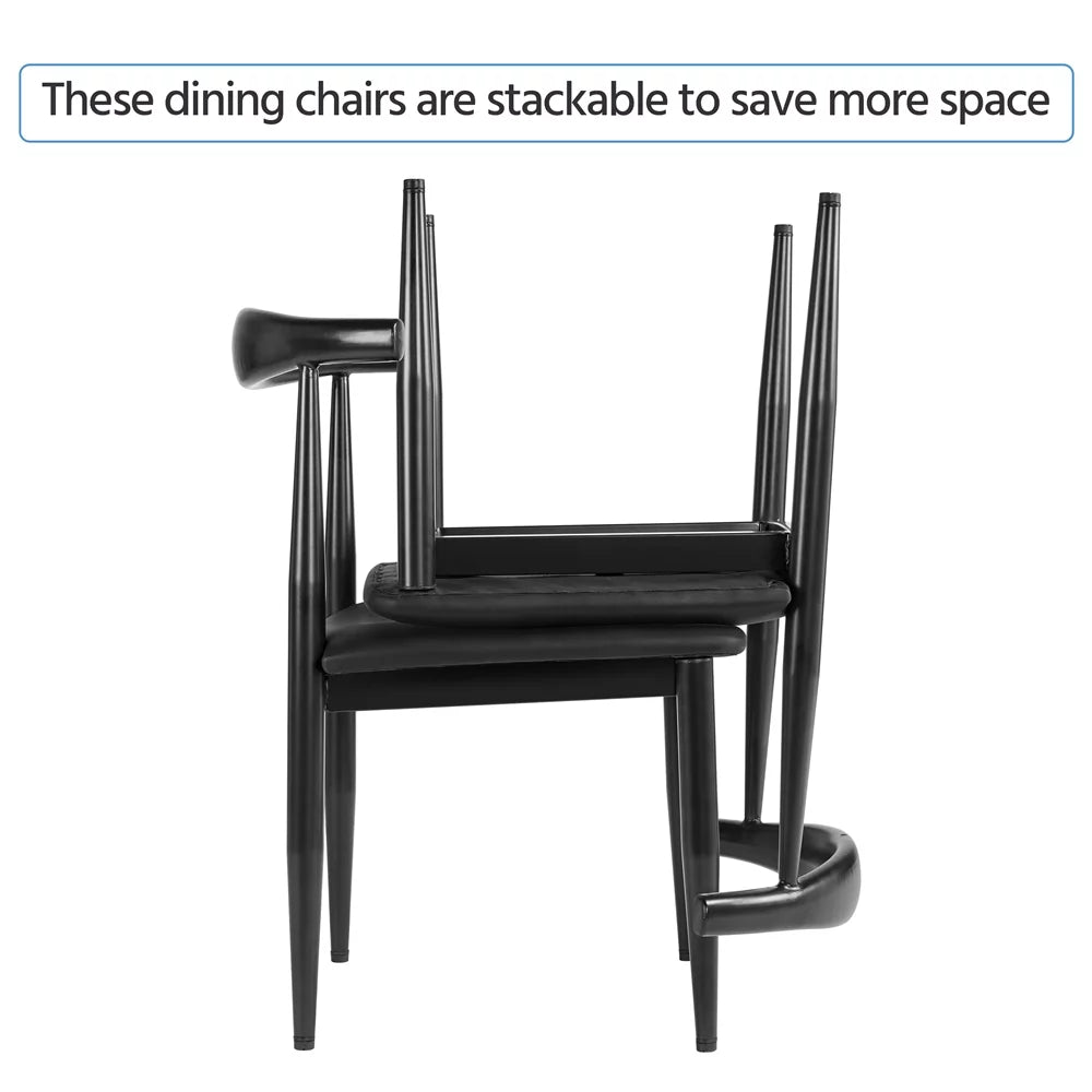 Black Fabric Leather Dining Chairs D62209
