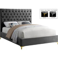 Gray Velvet Tufted Queen Bed U54287