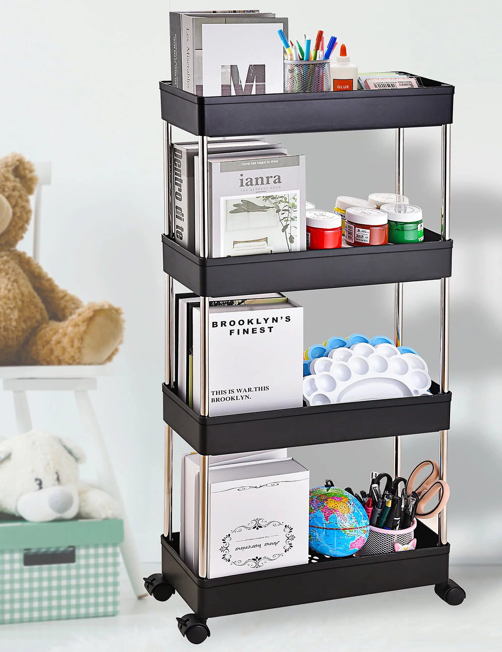 4-Tier Slim Rolling Storage Cart with Wheel Z18617