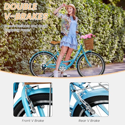 24 26 inch 7 Speed Step Through Bicycle with Front Basket S3626