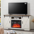 White Wood Fireplace TV Stand with 23'' Electric Fireplace Insert B1547