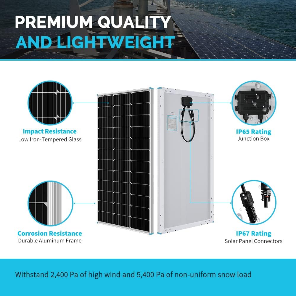 400 Watt 12 Volt Monocrystalline Solar Starter Kit with 4 Pcs 100W Solar Panel and 40A MPPT Charge Controller X247938
