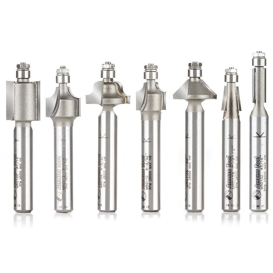 7-pc Miniature Router Bit Pack with 1/4" Shanks J272606
