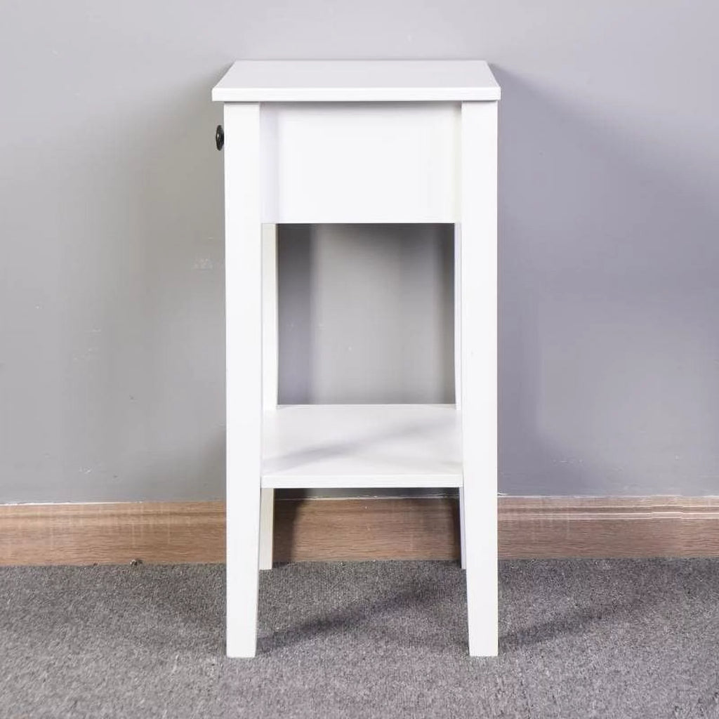 White Floor-standing Storage Table with Drawer I158835