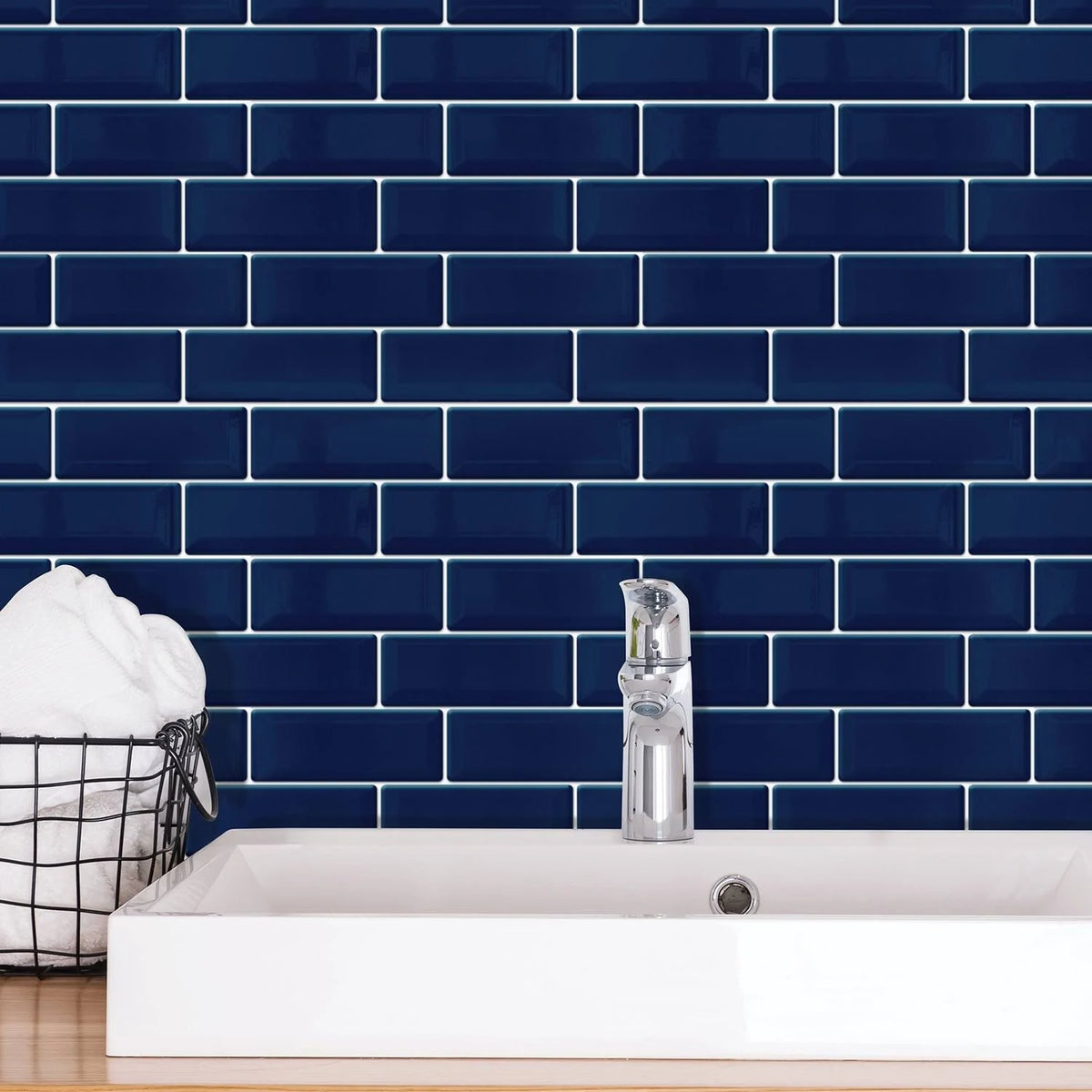 Blue Peel and Stick Backsplash Tile Stickers 48pcs G491