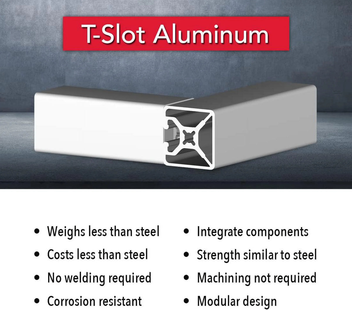 Aluminum 1.5" X 1.5" Single Channel Extrusion 48" Long Y853