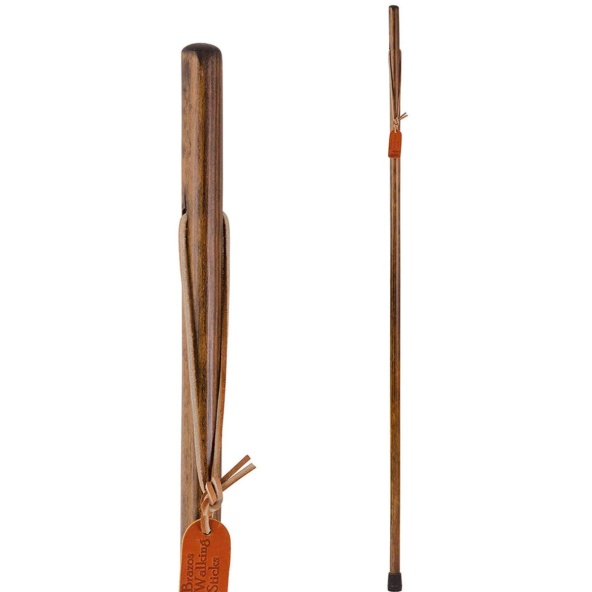 55" Pine Wood Walking Stick Trekking Pole, Brown Q888