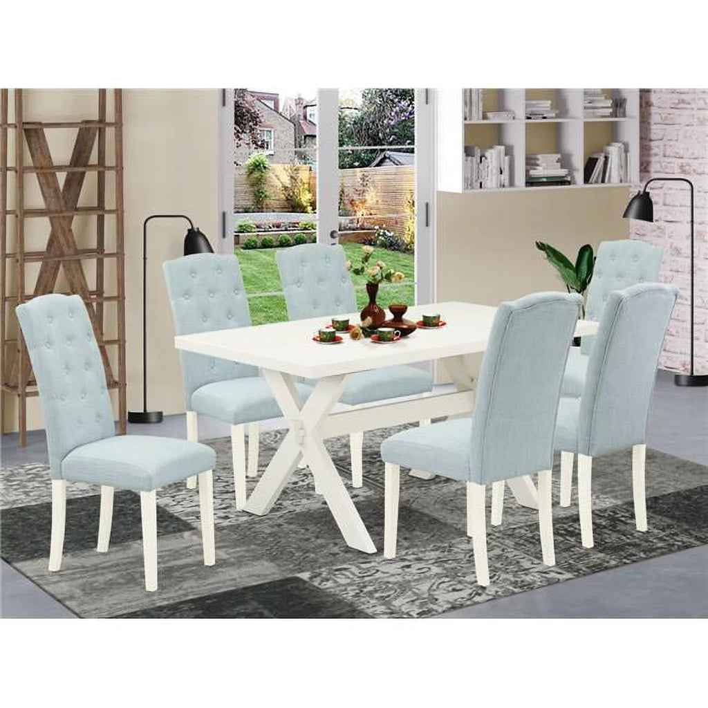 9-Piece Hardwood Kitchen Table Set with 8 Parson Dining Chairs L1964