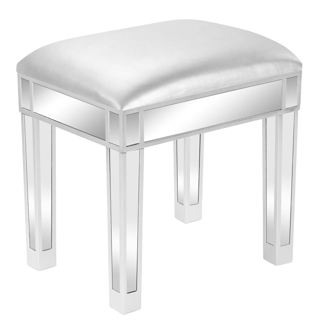 Silver Cushioned Vanity Stool A57605