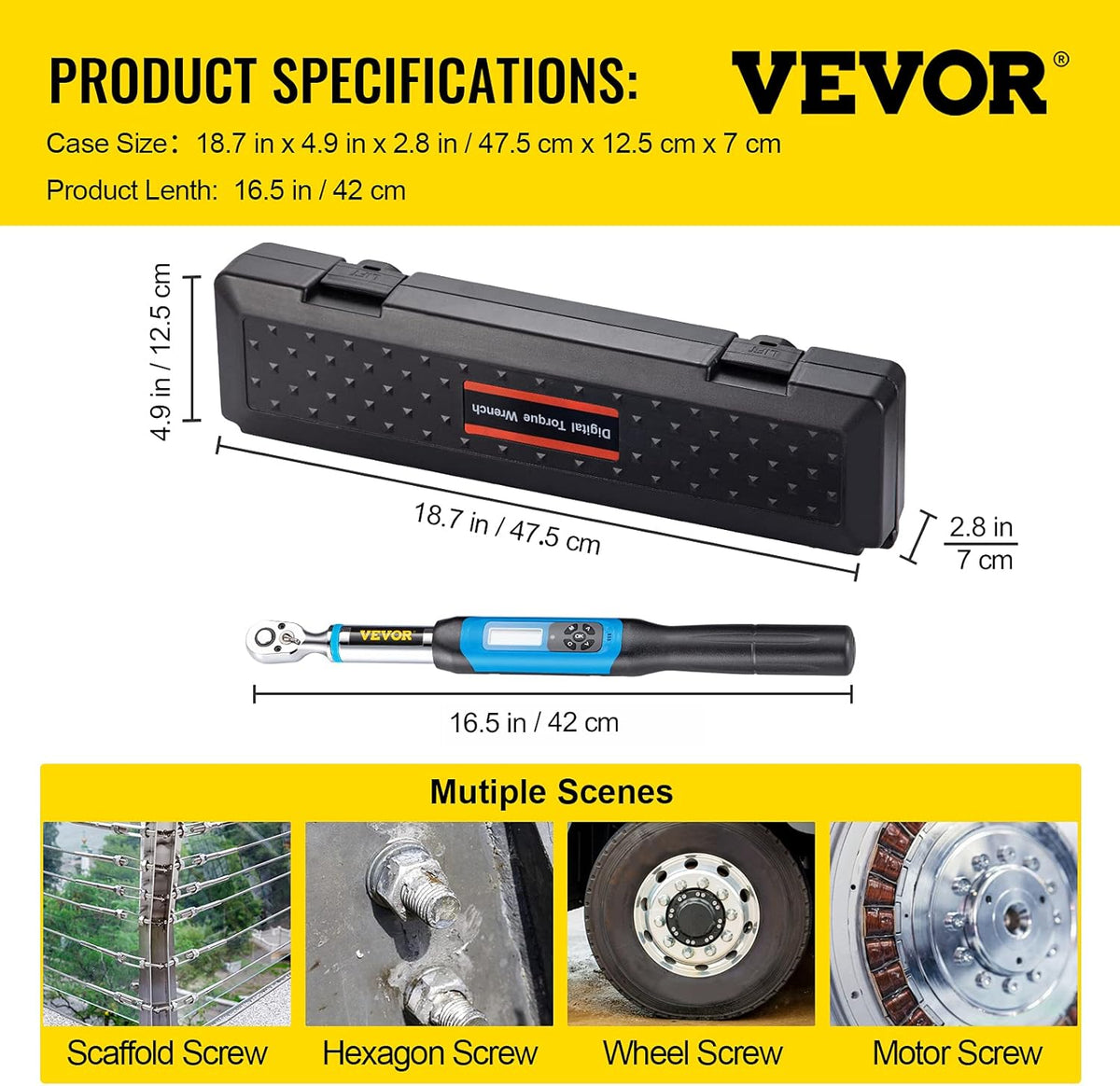 3/8 Drive Digital Torque Wrench with Socket Set & Case Q82827