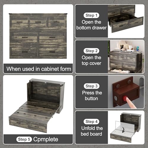 Queen Murphy Bed with Charging Station and Storage E86973