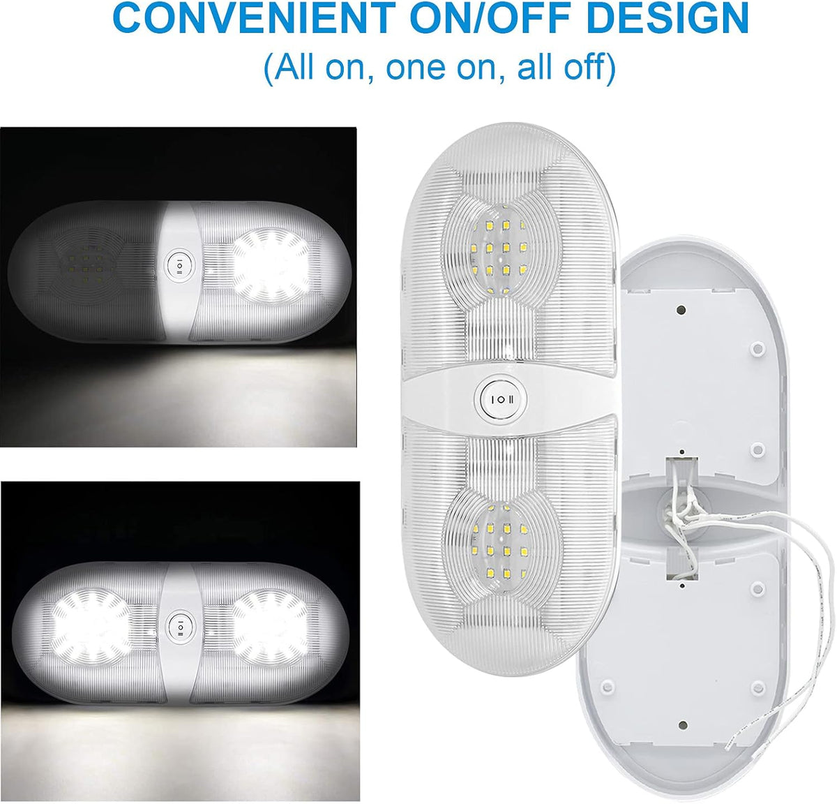 650 Lumens 12V LED Ceiling Dome Light with ON/Off Switch, Natural White 4000-4500K, Pack of 5 C9453