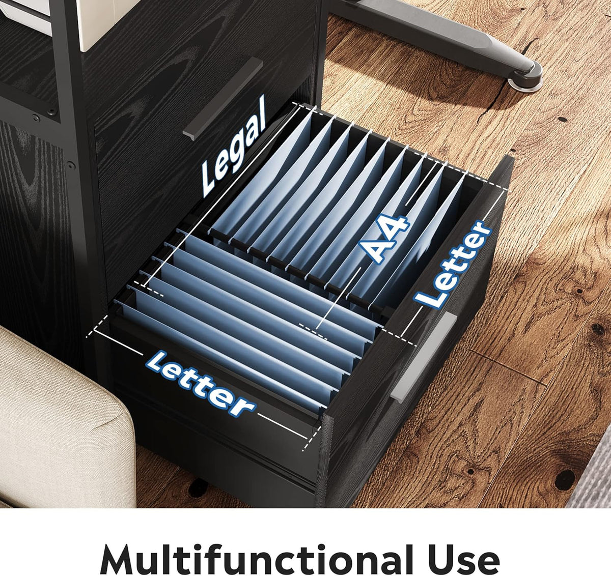 2 Drawer Black Lateral File Cabinet with Lock Q390