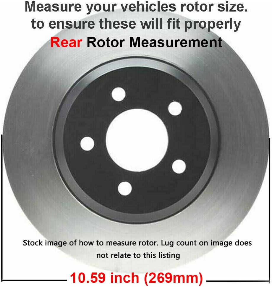 10.83 275mm Front and Rear Disc Brake Rotors with Brake Pads 10pc Set R2621