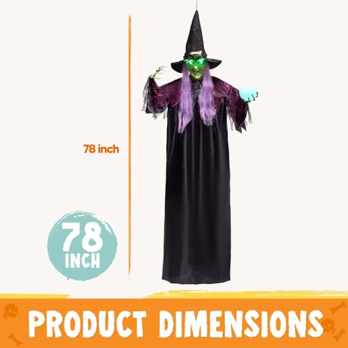 78" Hanging Witch Halloween Decoration with Light Up Eyes E726106
