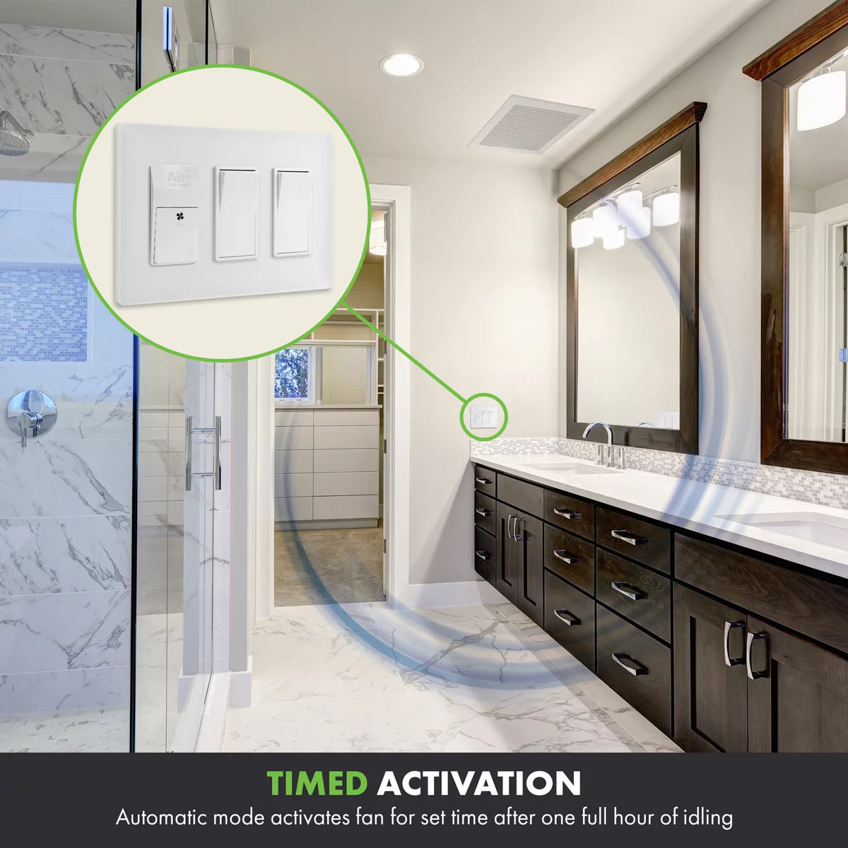 Circulator Switch, Auto Hourly Timer, Countdown Time Delay, LED Indicator, 120VAC S3562