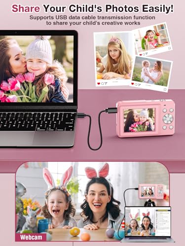 Pink 44MP 1080P Compact Digital Camera E483