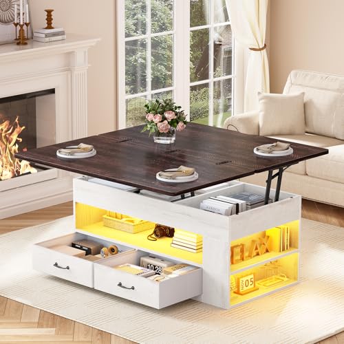 Lift Top Coffee Table with Storage and Drawers D465976